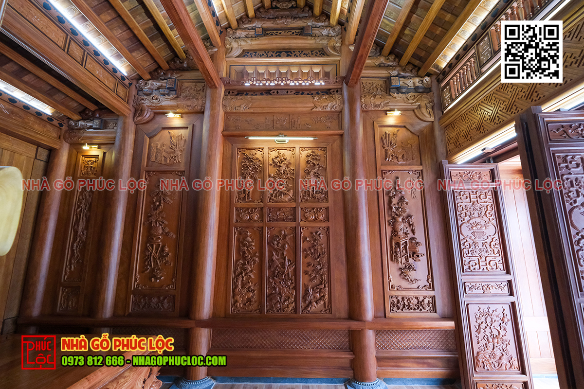 Cấu kiện bức nách trong tổng thể vách thuận nhà gỗ